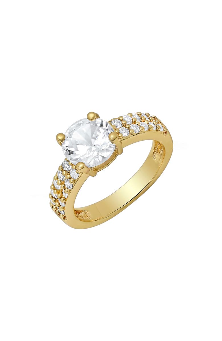 HMY JEWELRY 18K Gold Plated Simulated Diamond Ring, Alternate, color, Gold