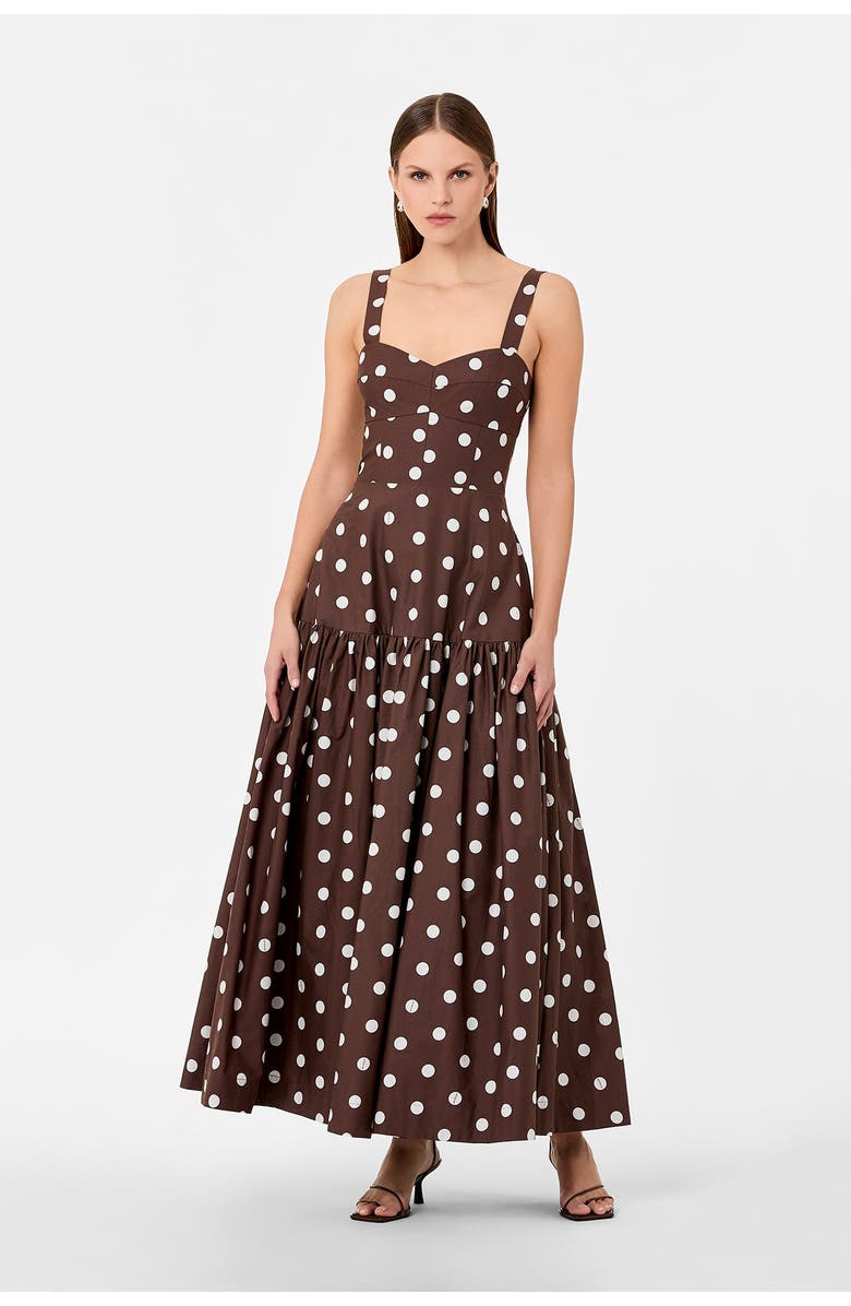 NICHOLAS Valeria Dress, Main, color, Mocha Polka Dot