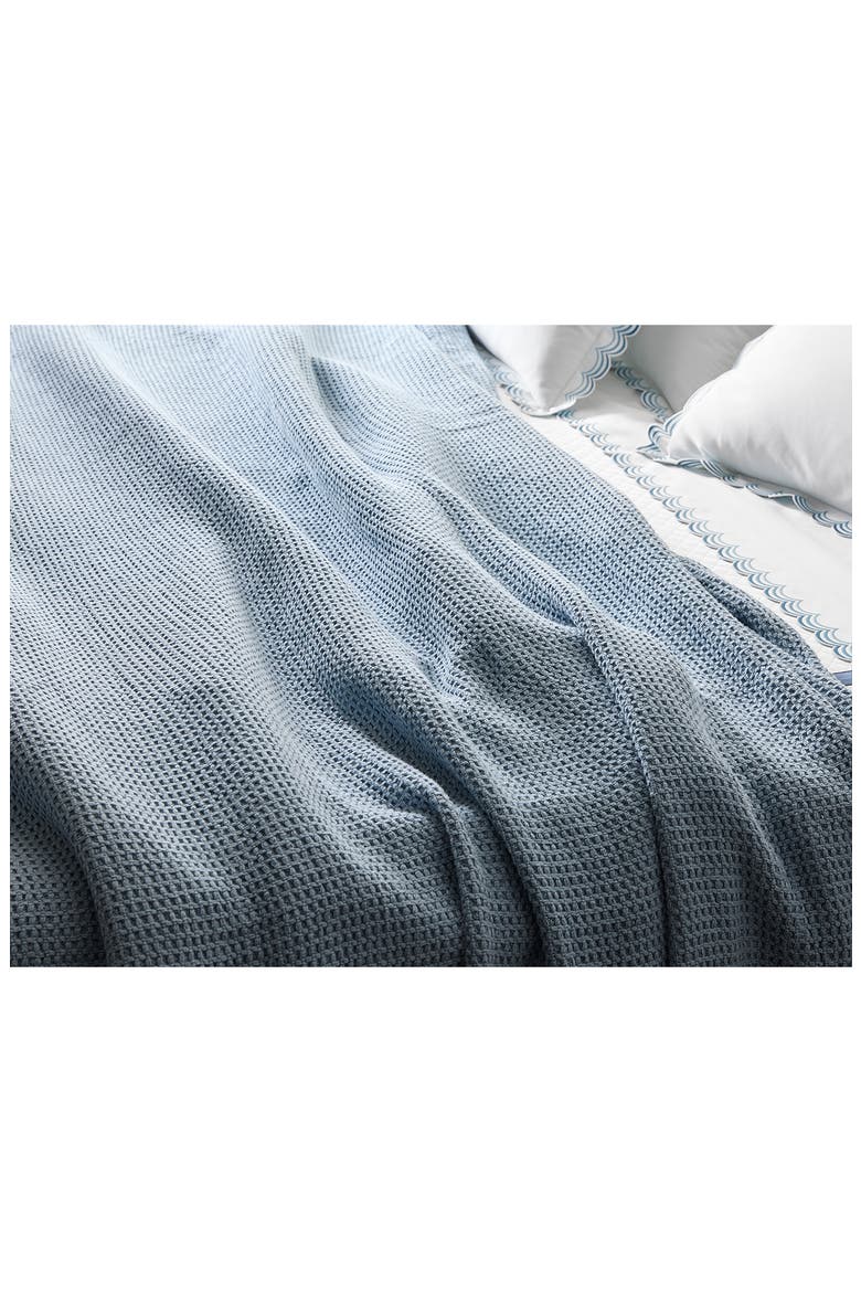 Chatham Waffle Cotton Blanket, Alternate, color, HAZY BLUE