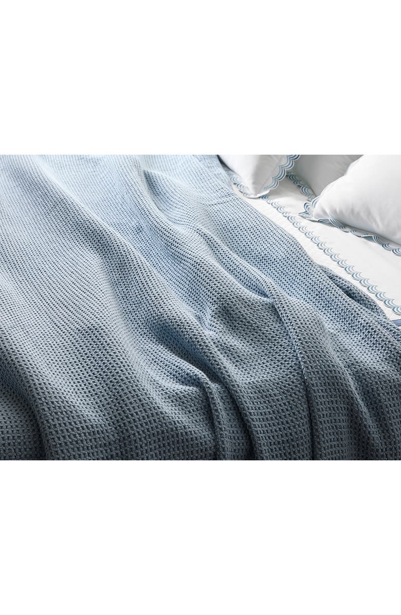 Matouk Chatham Waffle Cotton Blanket, Alternate, color, Hazy Blue