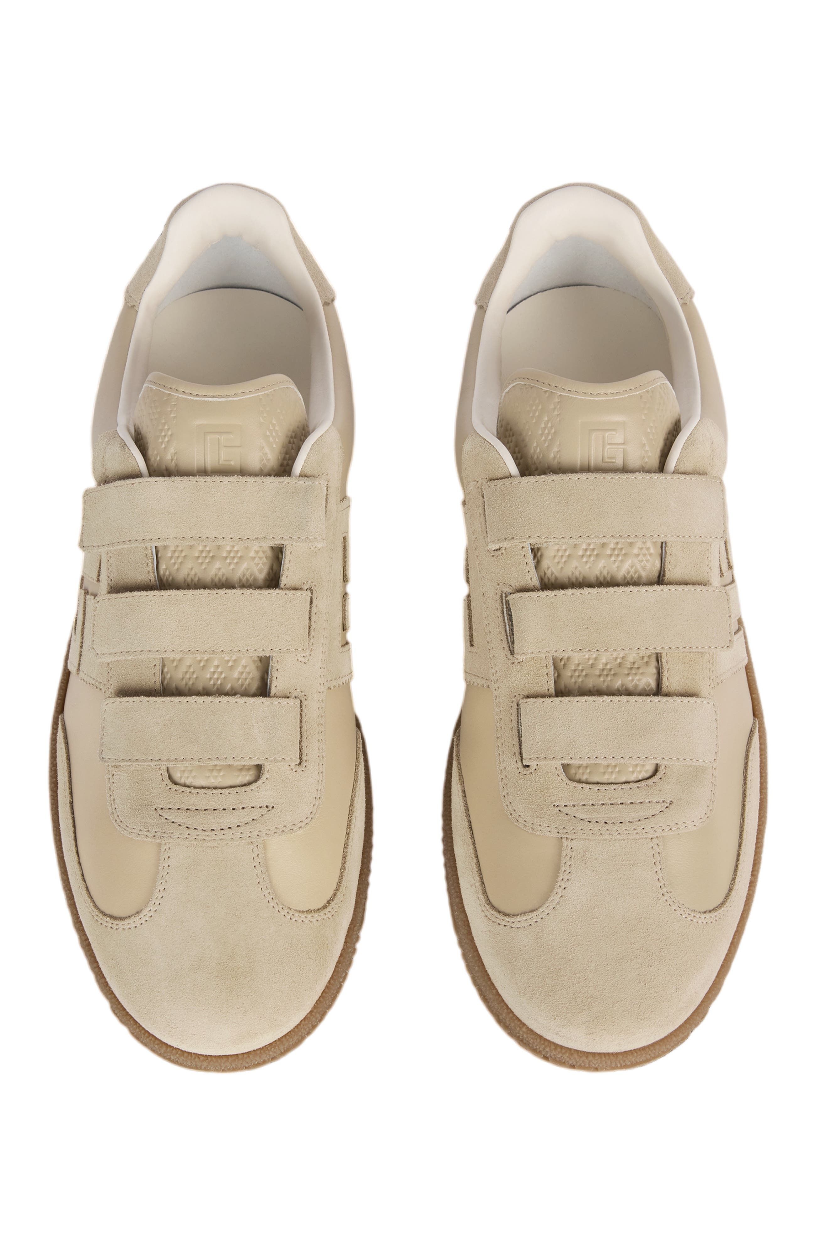Swan trainers in smooth leather and suede, Alternate, color, beige
