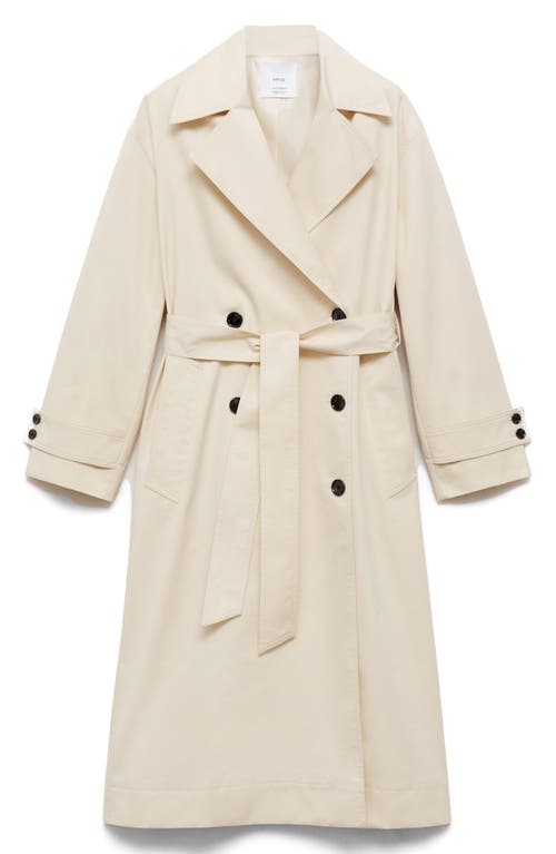 MANGO MANGO OVERSIZE TIE WAIST DOUBLE BREASTED TRENCH COAT
