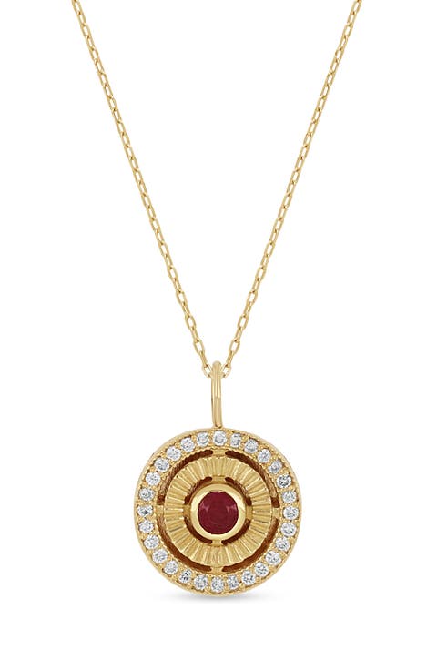 18K El Mar Gemstone & Diamond Circle Pendant Necklace (Online Trunk Show)