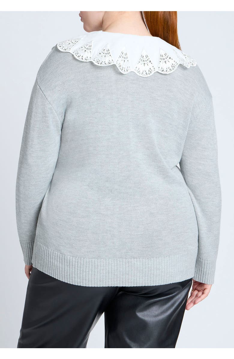 ELOQUII Lace Collar Sweater, Alternate, color, Grey