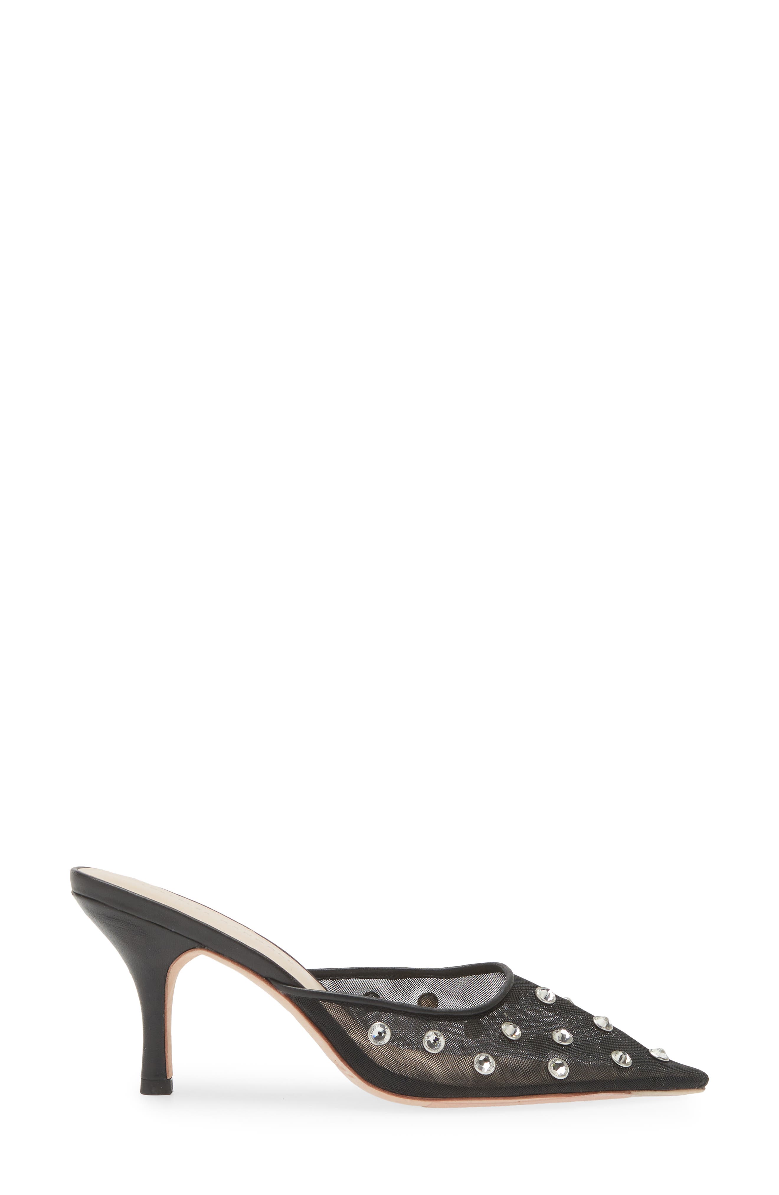 Loeffler Randall Paloma Embellished Pointed Toe Mule, Alternate, color, Black/ Crystal