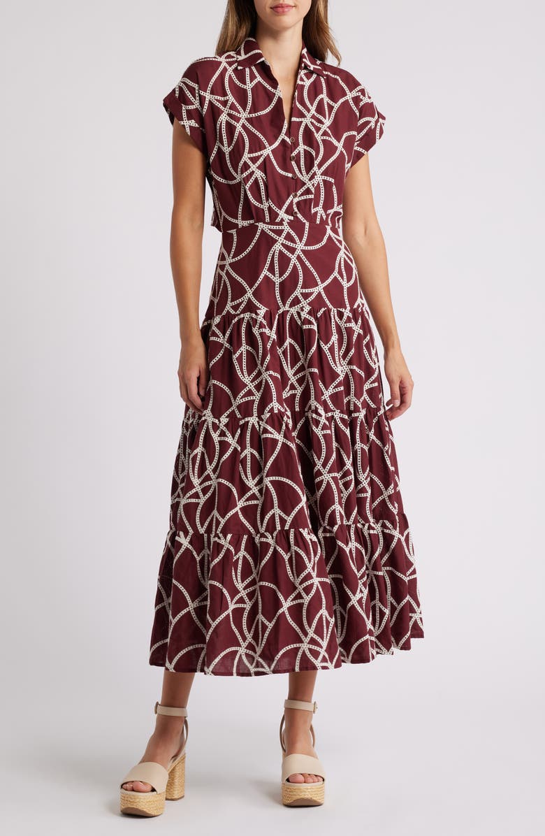 Mila Mae Tiered Cotton Maxi Shirtdress, Main, color, 