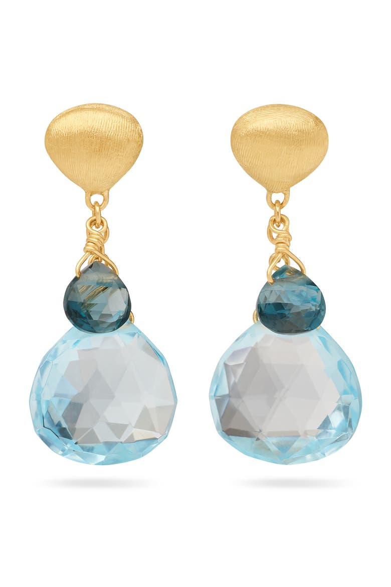 Paradise 18K Gold Blue Topaz Drop Earrings, Main, color, 18K GOLD