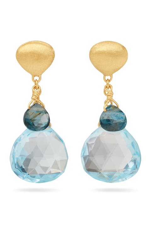 Paradise 18K Gold Blue Topaz Drop Earrings