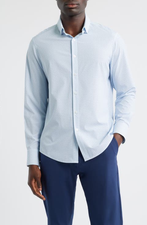 Leeward Trim Fit Micropattern No Tuck Button-Up Shirt