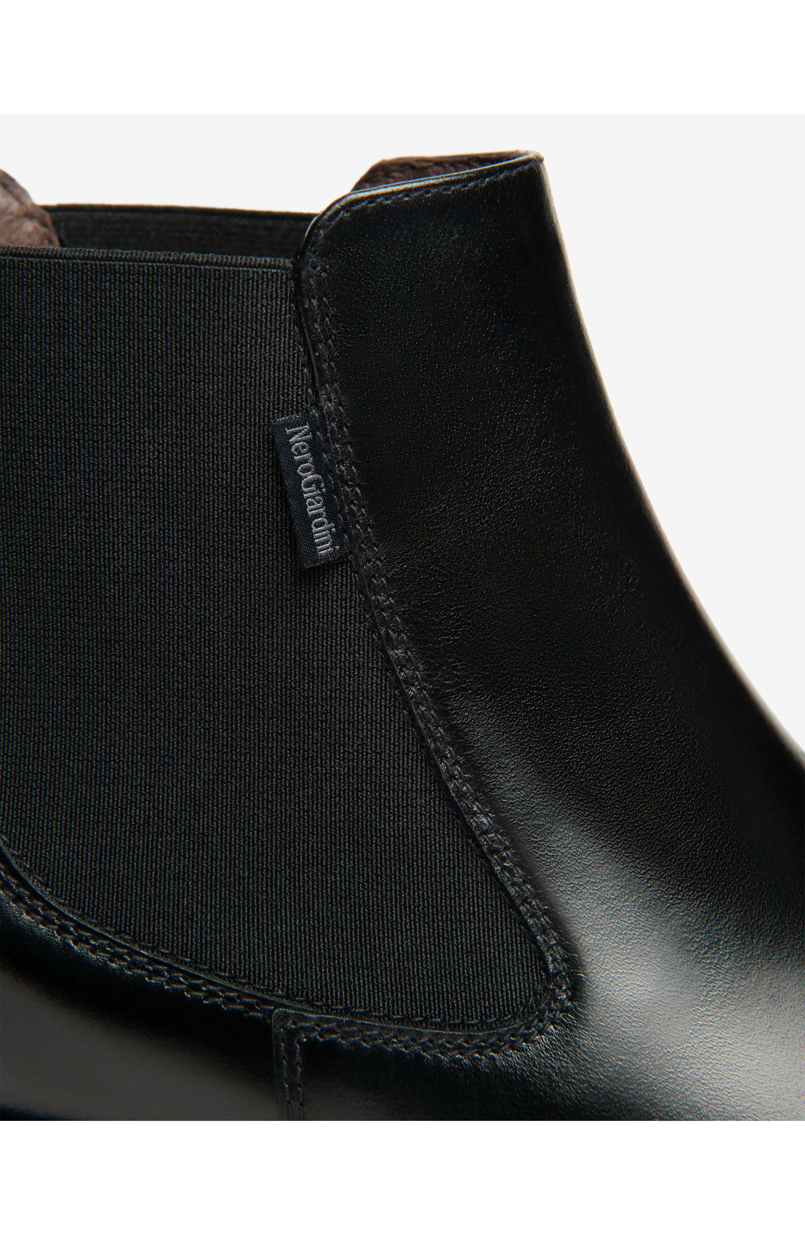 Leather Chelsea Bootie, Alternate, color, BLACK