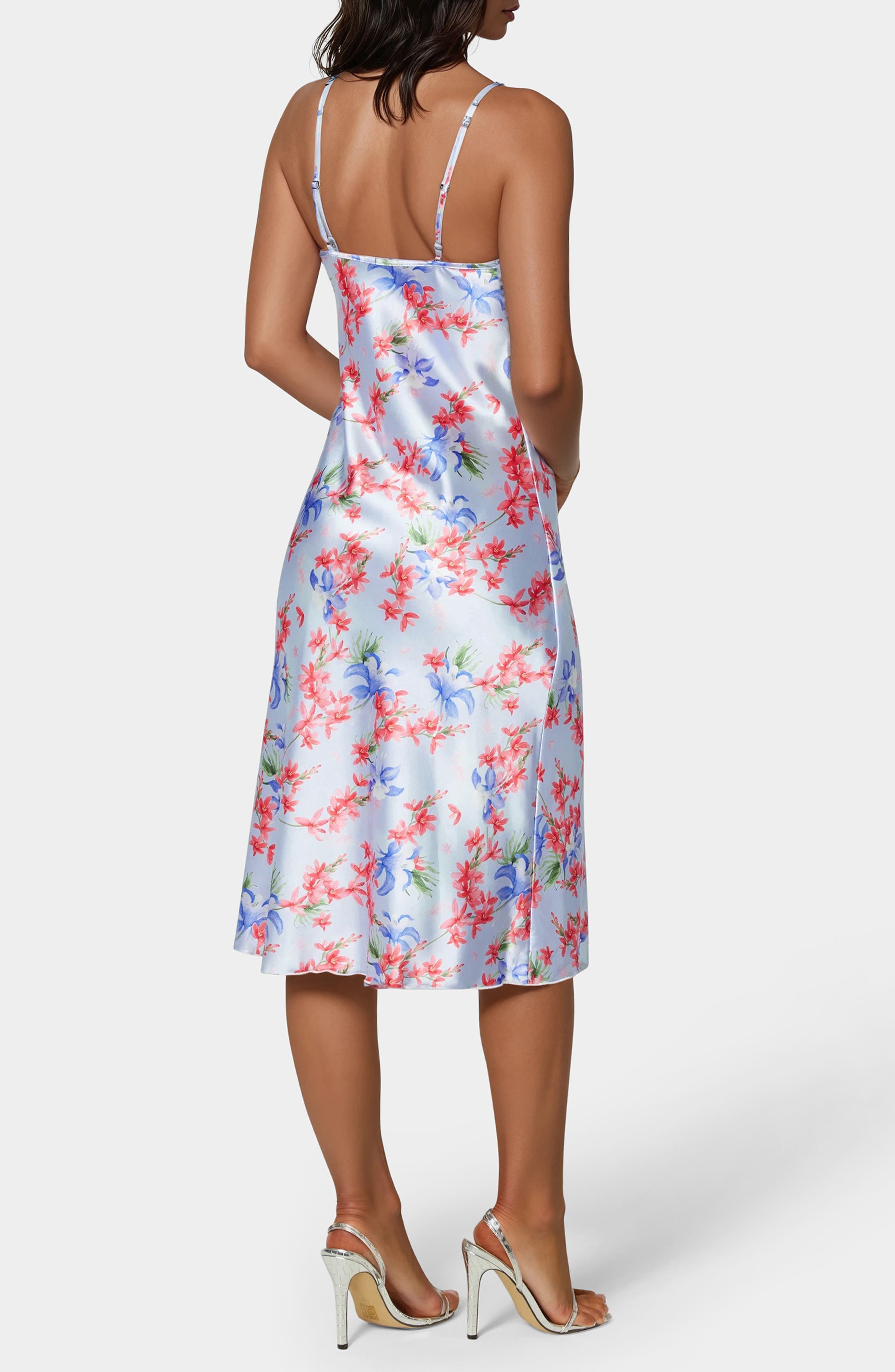 Printed Satin Bias Midi Dress - image 2
