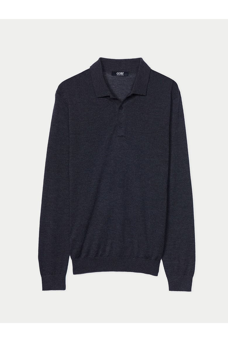 Men's Cashmere Silk Polo, Main, color, charcoal