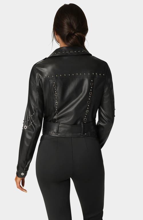 Bebe Studded Vegan Leather Moto Jacket In Black