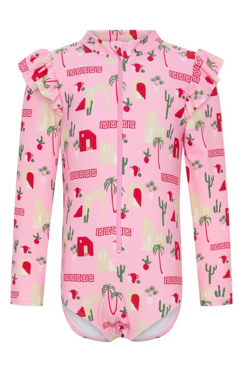 Kids' Mediterranean Long Sleeve Rashguard Swimsuit (Toddler & Little Kid)