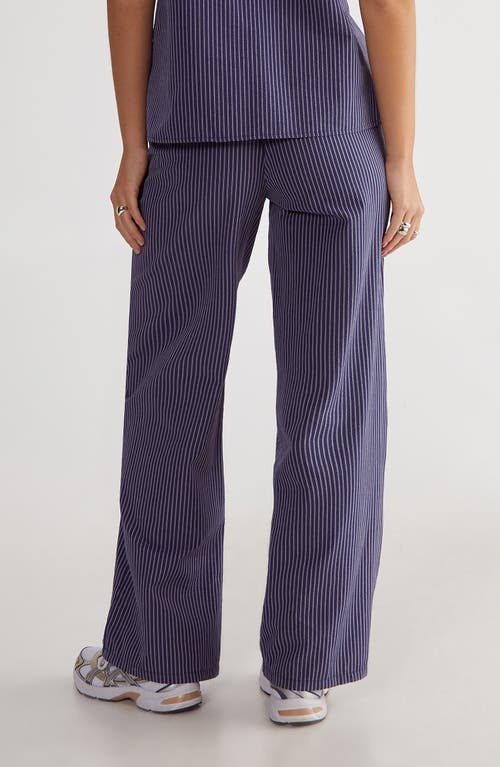 Nasty Gal Stripe Straight Leg Pants In Navy