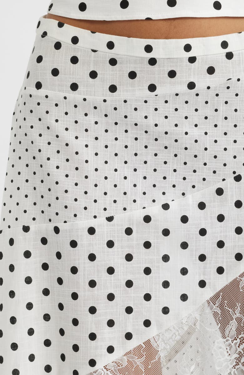 Princess Polly Rennar Mixed Polka Dot Asymmetric Skirt, Alternate, color, White / Polka Dot