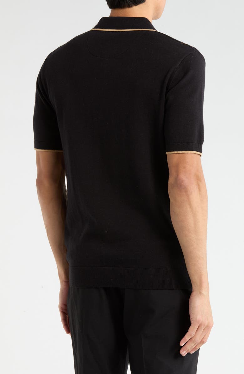 DENIM AND FLOWER Quarter Zip Knit Polo, Alternate, color, Black