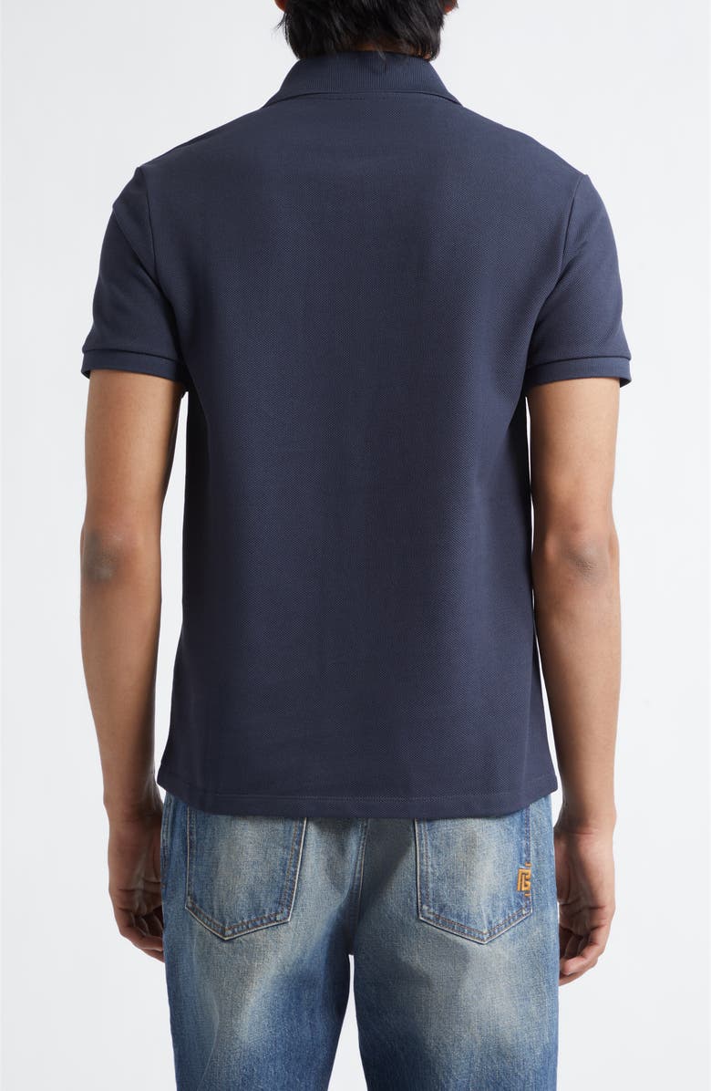Balmain Embroidered Logo Cotton Polo, Alternate, color, Siv Navy/ White