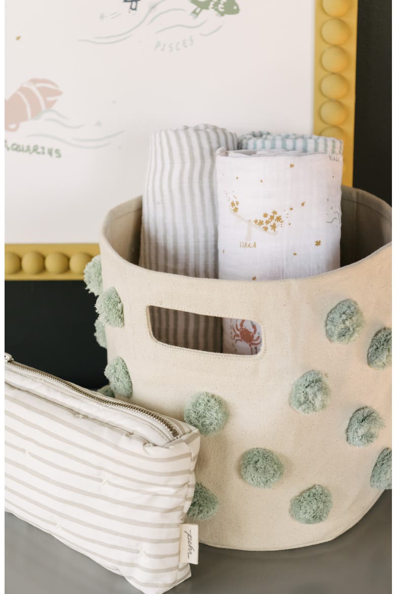 Pint Pompom Basket, Alternate, color, SEA