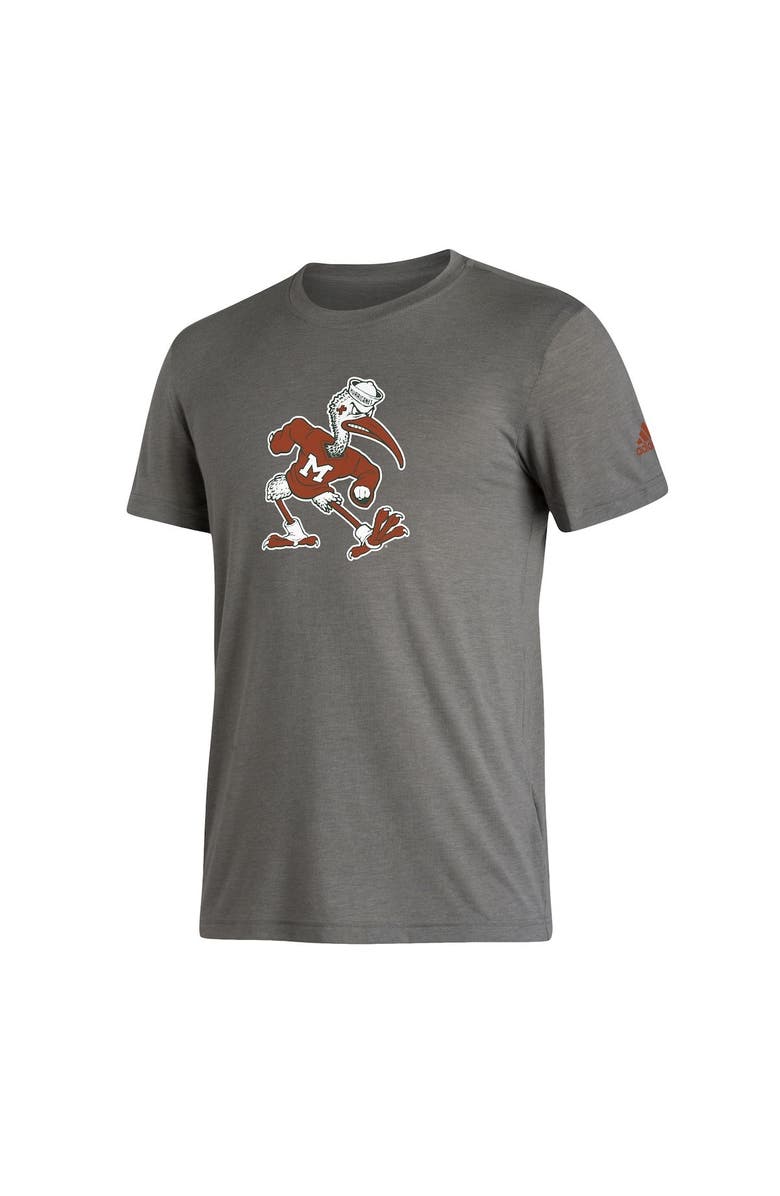 adidas Men's adidas Gray Miami Hurricanes Basics Heritage Tri-Blend T-Shirt, Alternate, color,