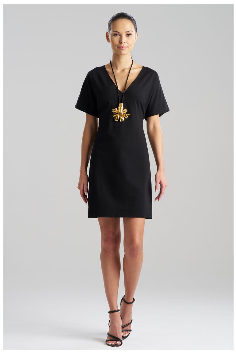 Compact Knit Short Sleeve Sheath Dress, Main, color, BLACK