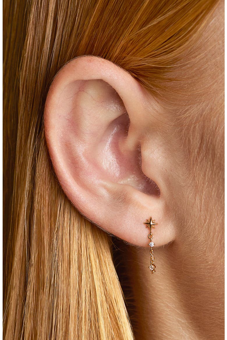 Star Chain Drop Earrings Christmas Cracker, Alternate, color, GOLD