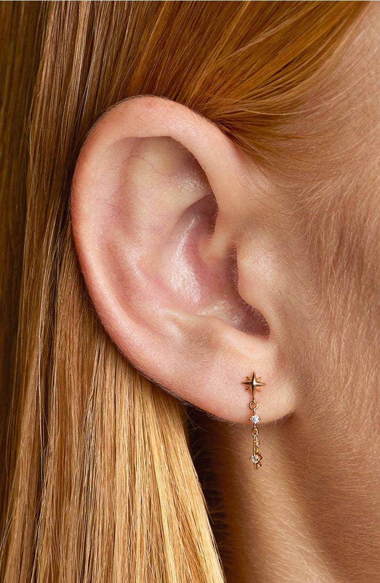 Astrid & Miyu Star Chain Drop Earrings Christmas Cracker, Alternate, color, Gold