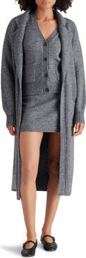 Steve Madden Marl Notched Lapel Longline Cardigan