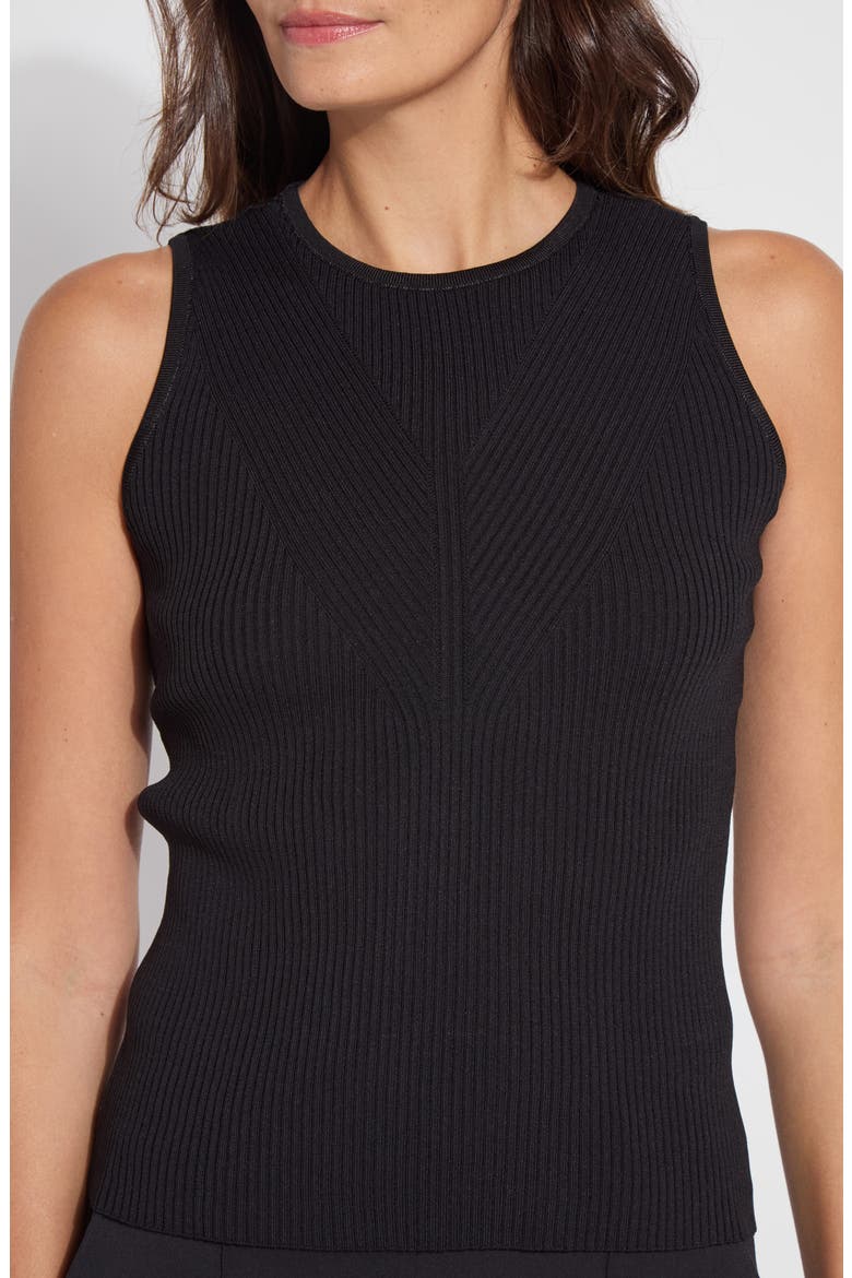 Allegra Rib Knit Tank Top, Alternate, color, BLACK