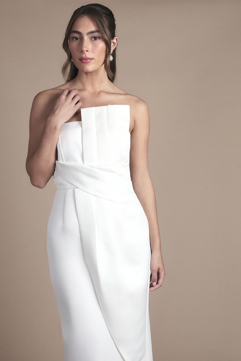 Strapless Bow Wedding Maxi Dress, Alternate, color, White