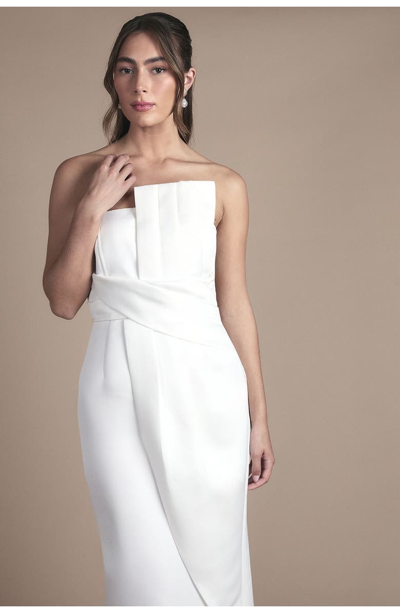 Coast Strapless Bow Wedding Maxi Dress, Alternate, color, White