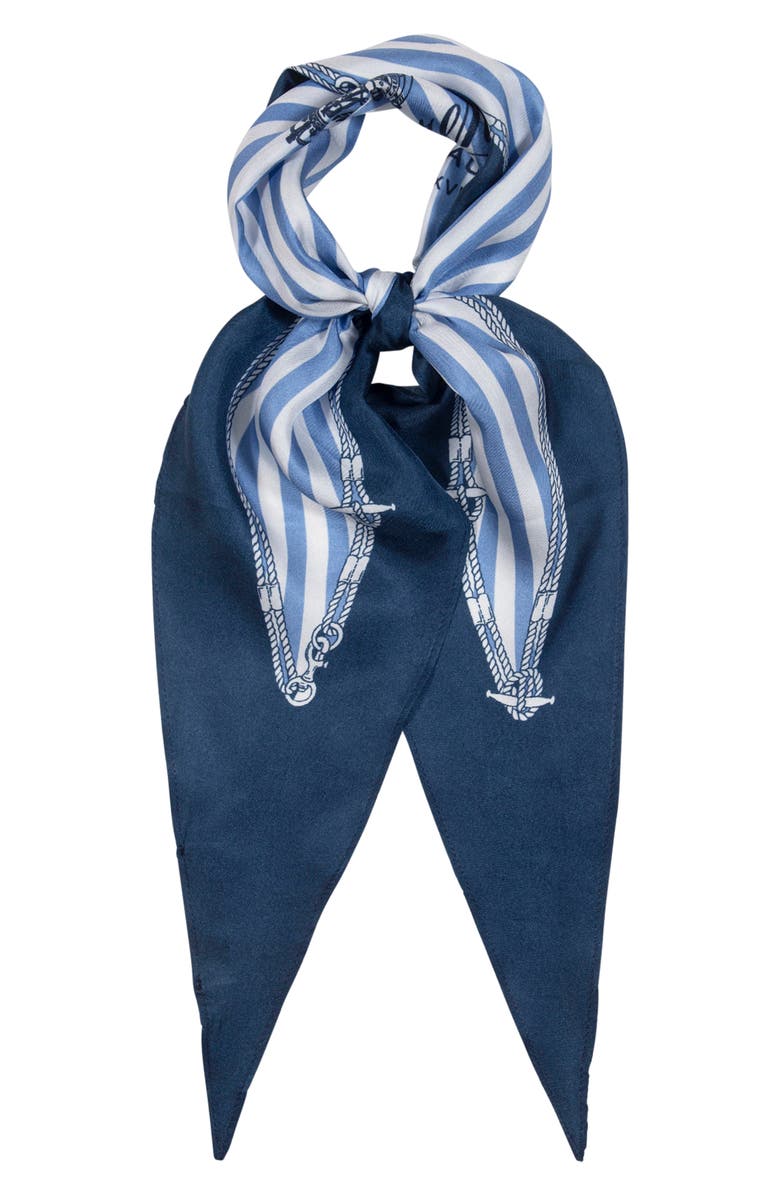 Lauren Ralph Lauren Small Nautical Silk Diamond Scarf, Main, color, Carson Blue