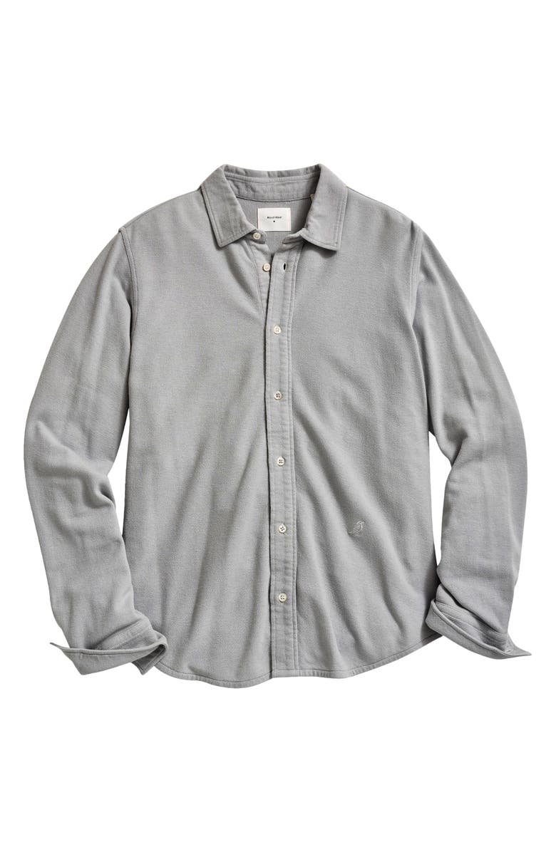 Billy Reid Yellowhammer Cotton & Linen Knit Button-Up Shirt, Main, color, Silver