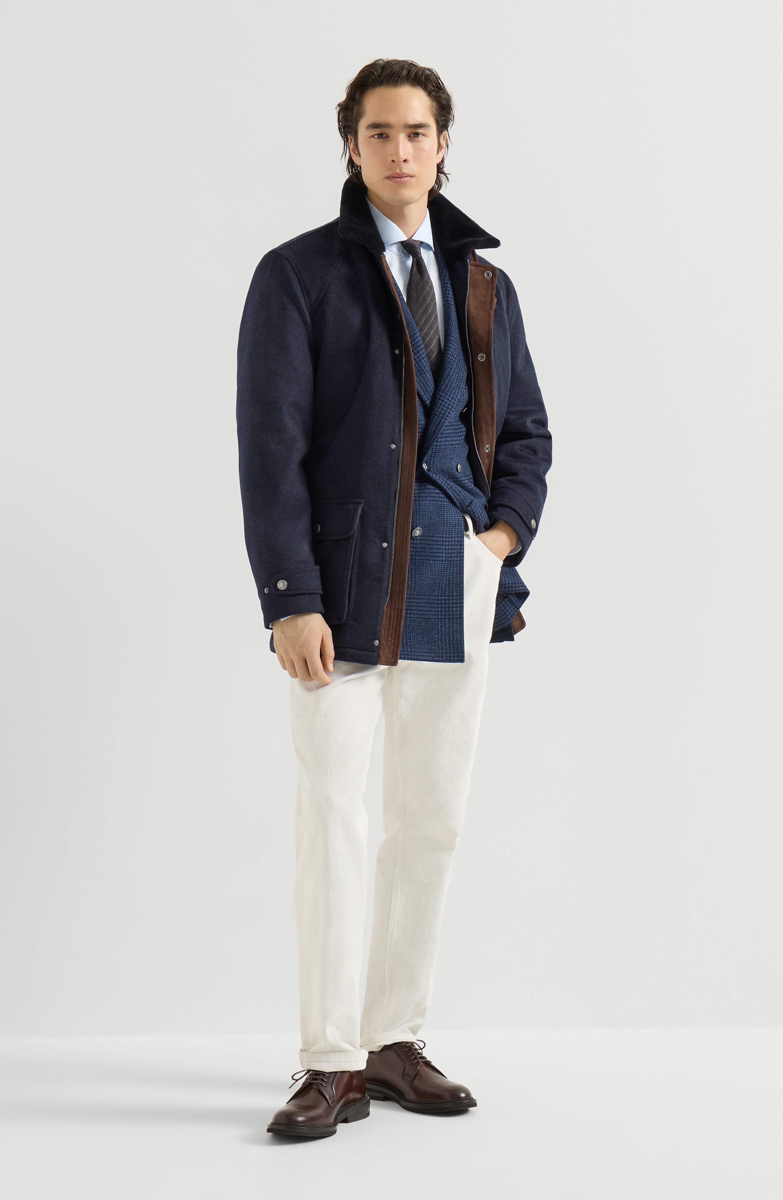 Brunello Cucinelli Bonded cashmere beaver cloth field jacket with