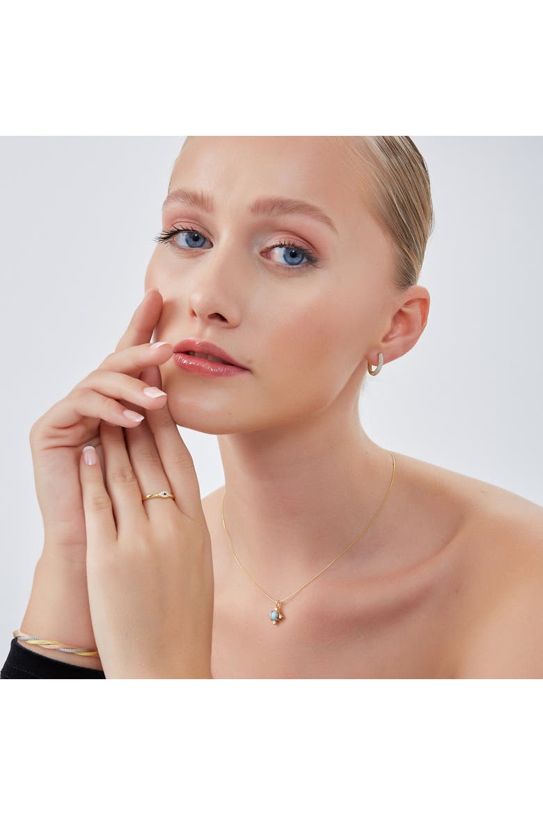 Blue Moonstone Sterling Silver Pendant Necklace With Fine Italian Chain, Alternate, color, Gold