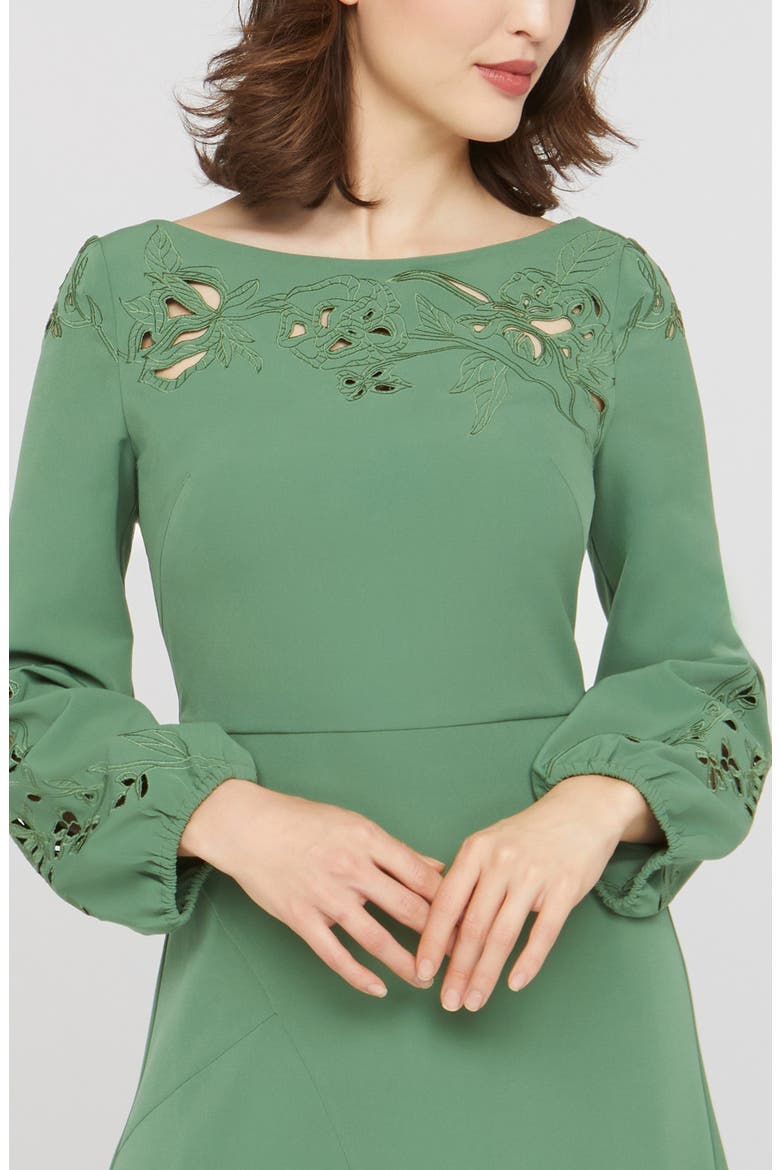 Valentina Embroidered Long Sleeve Gown, Alternate, color, SPEARMINT