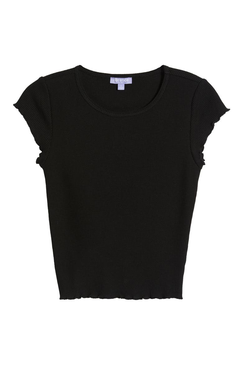 Micro Thermal Crop Crewneck Top, Alternate, color, BLACK