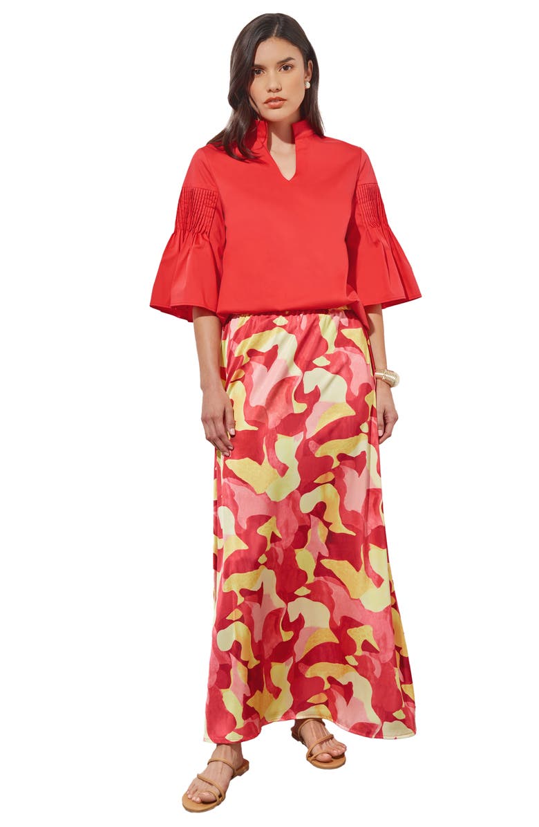 Ming Wang Pleated Bell Sleeve Top, Alternate, color,