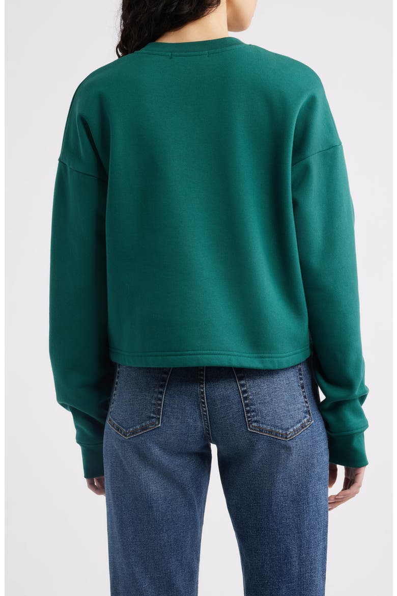 The Collegiate Logo Crop Sweatshirt, Alternate, color, PINE/ NAVY