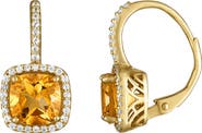 FZN 14K Gold Over Silver Gemstone And Diamond Leverback Earrings