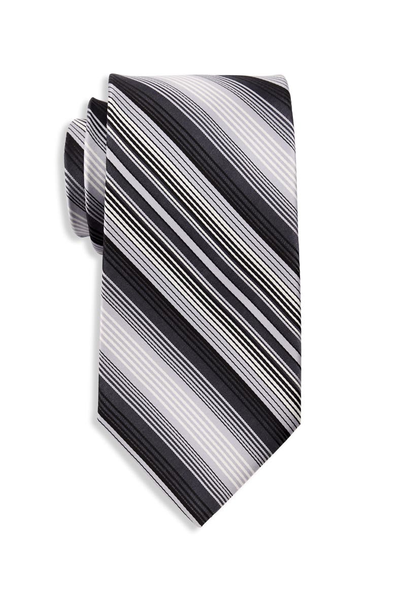 Big & Tall Futuristic Striped Tie, Main, color, BLACK