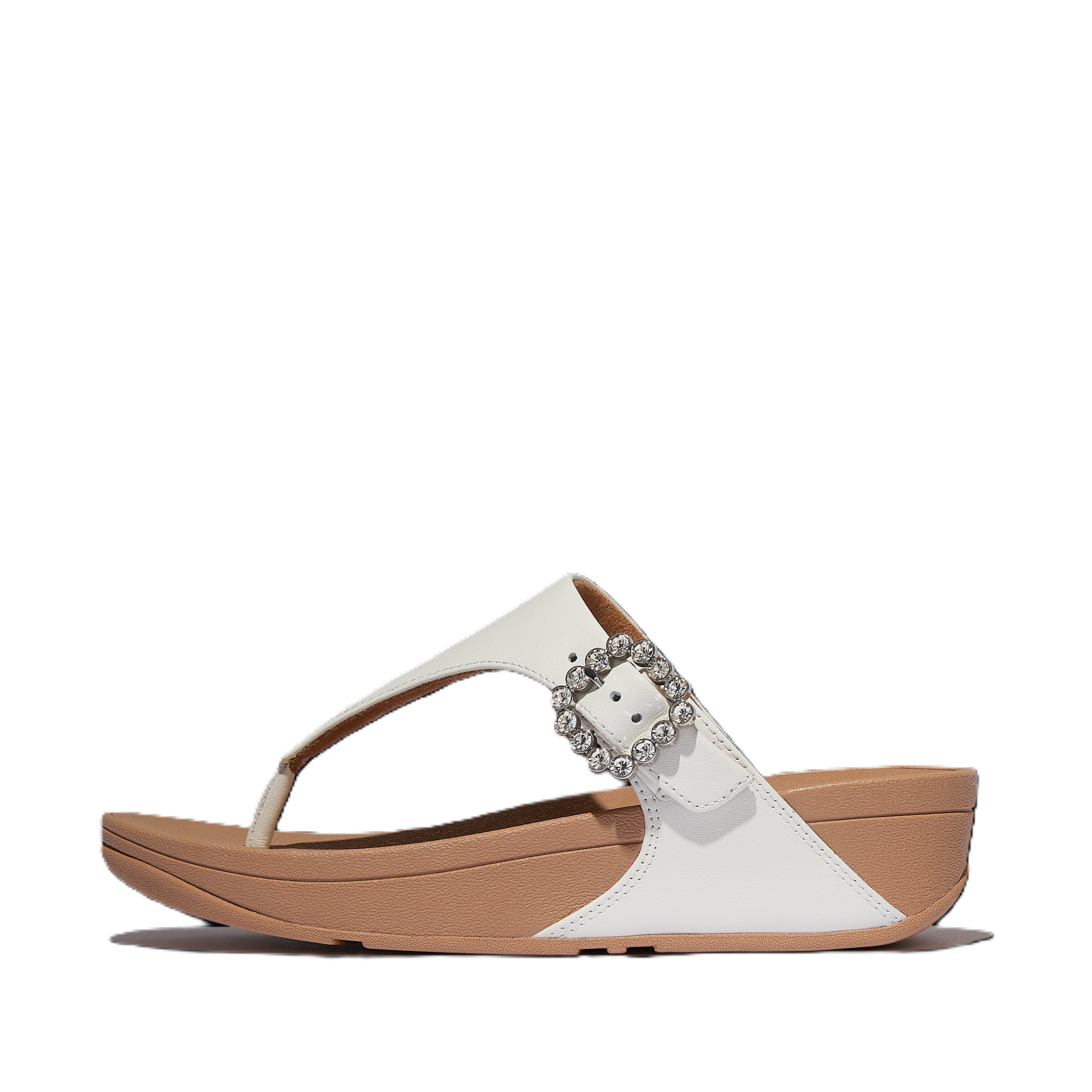 FitFlop Lulu Crystal Buckle Toe Post Sandal, Alternate, color, Urban White