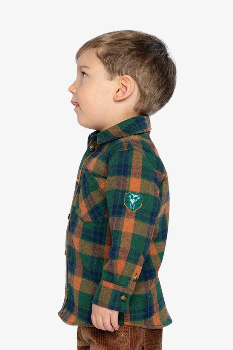 Plaid Button Front Collared Shirt, Alternate, color, Orange, Blue and Green Tiles