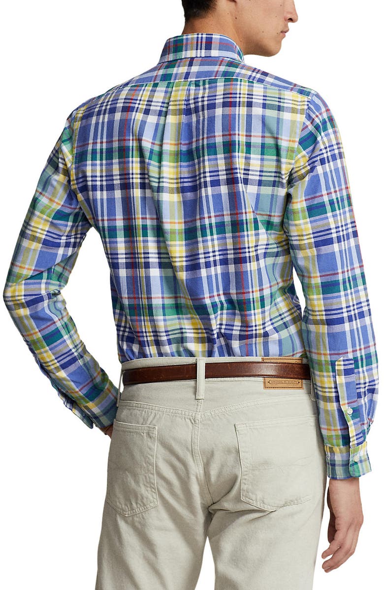 Polo Ralph Lauren Plaid Button-Down Oxford Shirt, Alternate, color, 5448A Blue/Red Multi