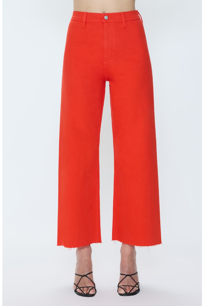 Penny Crop High Waist Raw Hem Wide Leg Jeans, Main, color, CHILI