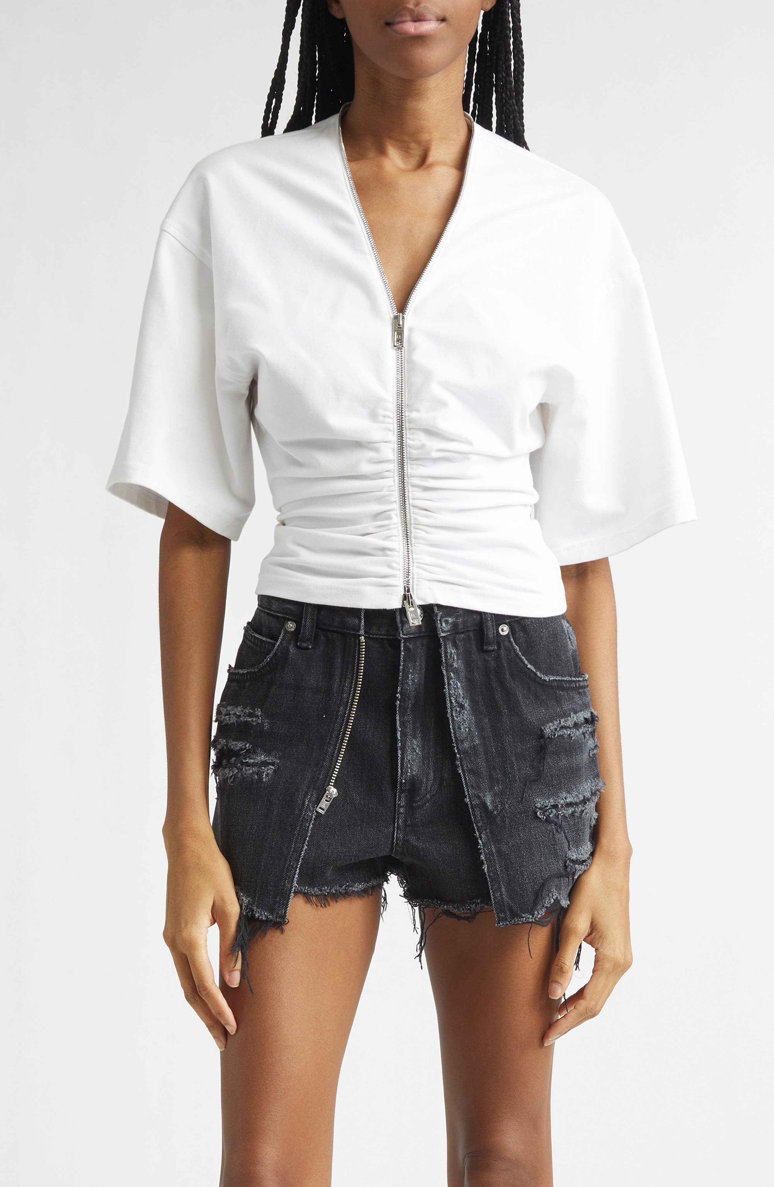 Ruched Knit Zip Top - image 3