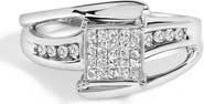Haus of Brilliance 10K White Gold 1/3 Cttw Princess-cut Diamond Cluster Bypass Ring