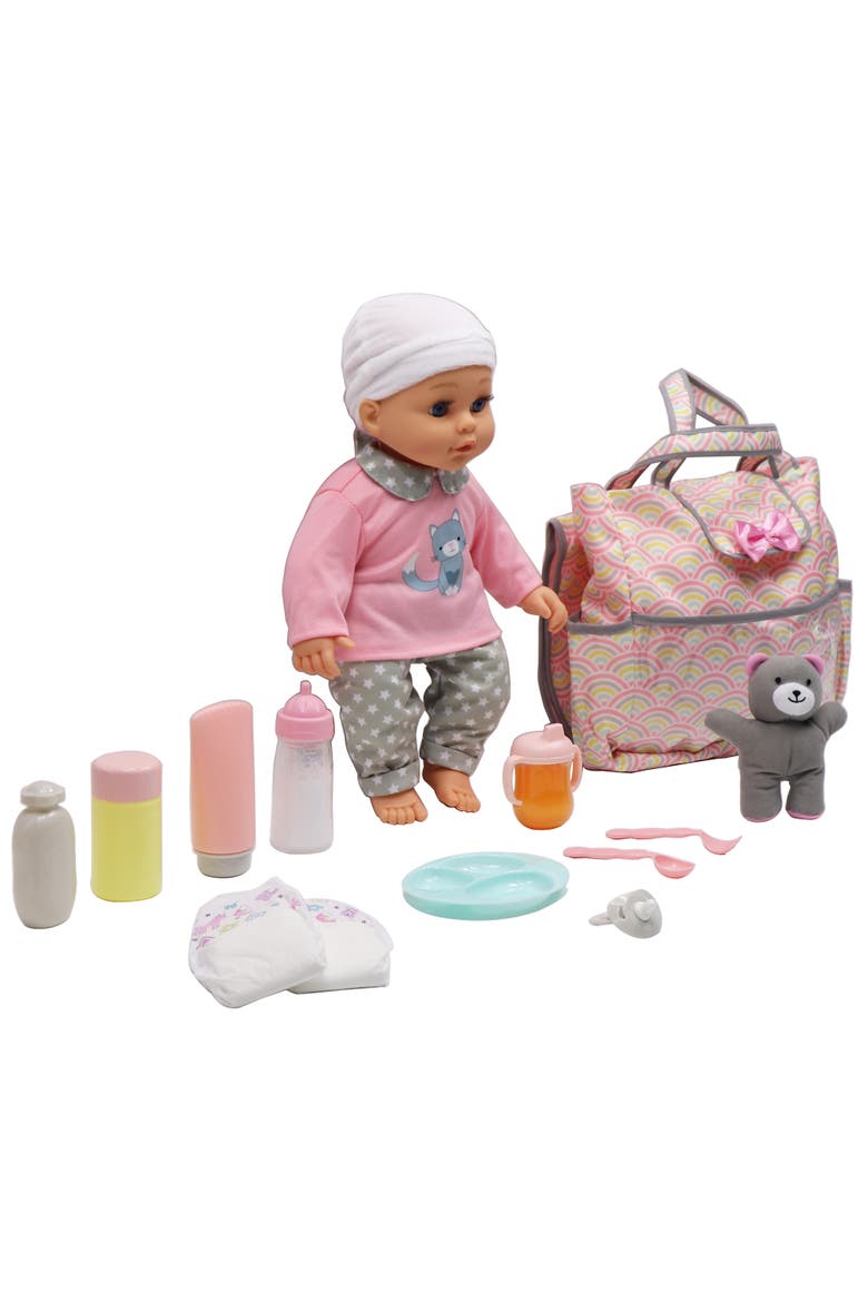 16" Baby Doll with Diaper Bag Set, Alternate, color, Multicolored