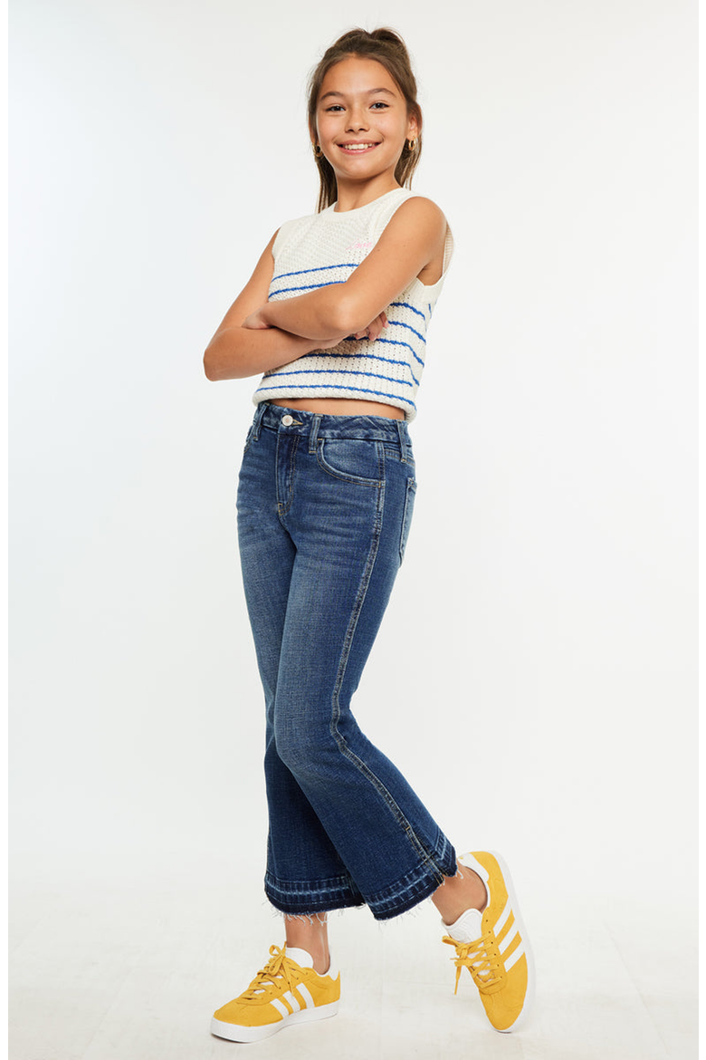 Liza High Rise Kids Cropped Flare Jeans, Alternate, color, Dark Wash