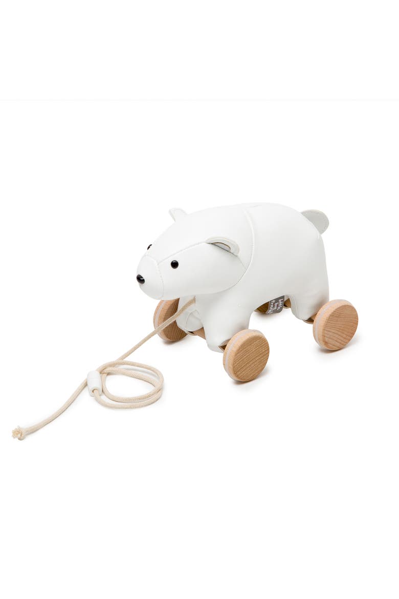 Polar Bear Pull Along Friends - Plush Toy with Wooden Wheels, Main, color, White